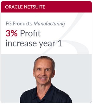 NetSuite ERP manufacturing customer testimonial image of man in black polo shirt smiling