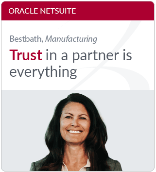 NetSuite ERP manufacturing customer testimonial image of woman smiling, BestBath