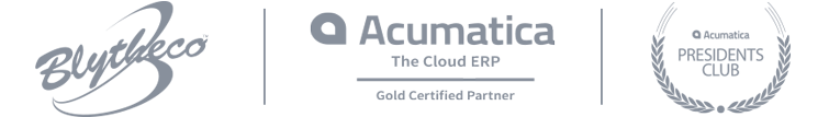 Blytheco logo, Acumatica Gold Certified Partner, Acumatica Presidents Club