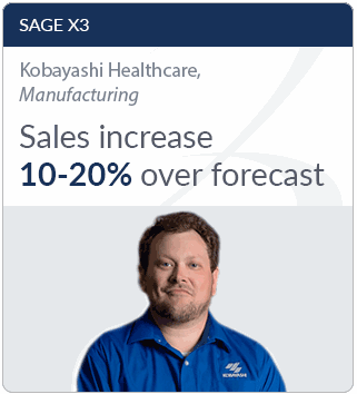 Sage X3 ERP software manufacturing customer testimonial image, Kobayashi Healthcare