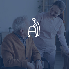 Patient with nurse working with Sage Intacct ERP software for assisted living