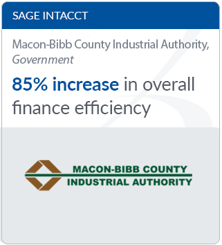 Sage Intacct ERP software government customer testimonial image, Macon-Bibb County Industrial Authority
