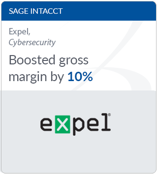 Sage Intacct ERP software cybersecurity customer testimonial image, Expel