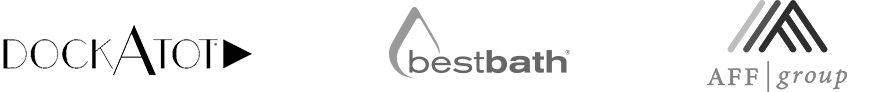 Blytheco ERP and CRM software customer success logos including Dockatot, Bestbath